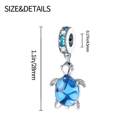 Ocean Series - Original Genuine 925 Sterling Silver Turtle Crab Mermaid Charm Beads Suitable for 3mm Bracelet DIY Making Pendant