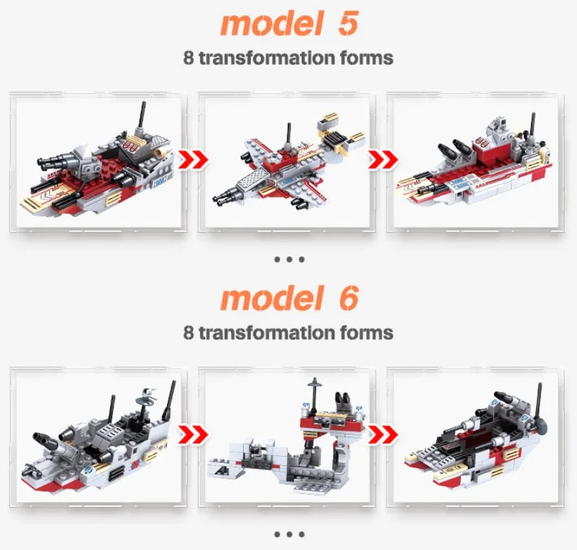 1000+Pcs Navy War Chariot Ship Army Boat Plane Model Warships Building Blocks City Children Toys for Boy