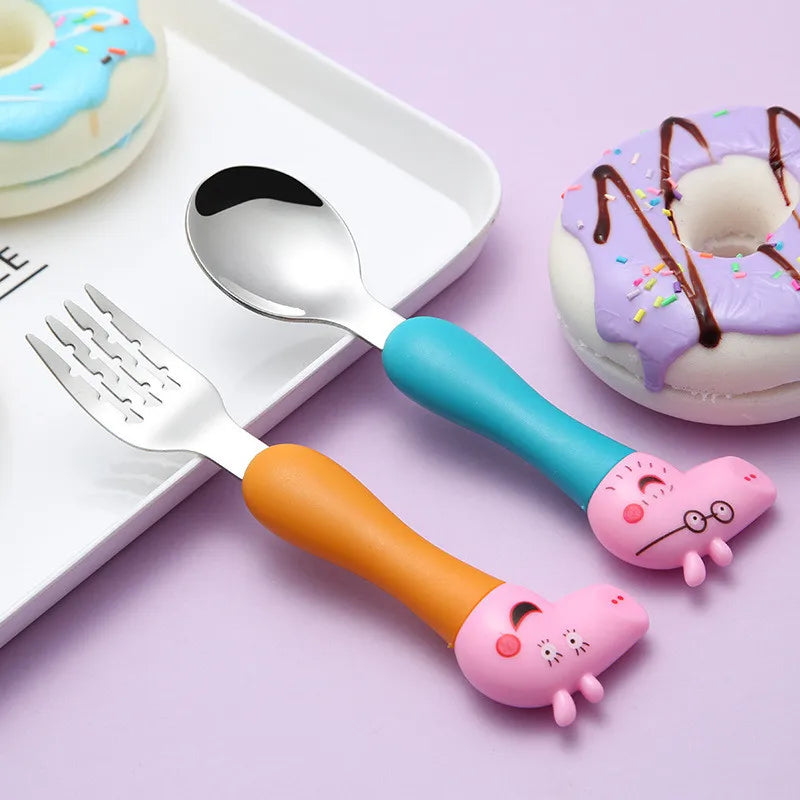 Cartoon Peppa Pig Tableware Fork Spoon George Pig Dad Mom Party Anime Figure Tableware Students Family Gift Toy Party Boys Gifts