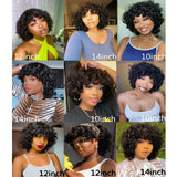 Short Curly Bob Wig Human Hair With Bangs Ready to Go Glueless Bouncy Curly Human Hair Wigs Machine Made Afro Wigs for Women