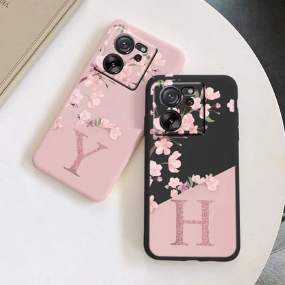 Funda para Xiaomi 13T Pro con diseño de flores y letras, a prueba de golpes, de silicona suave, para Xiaomi 13T