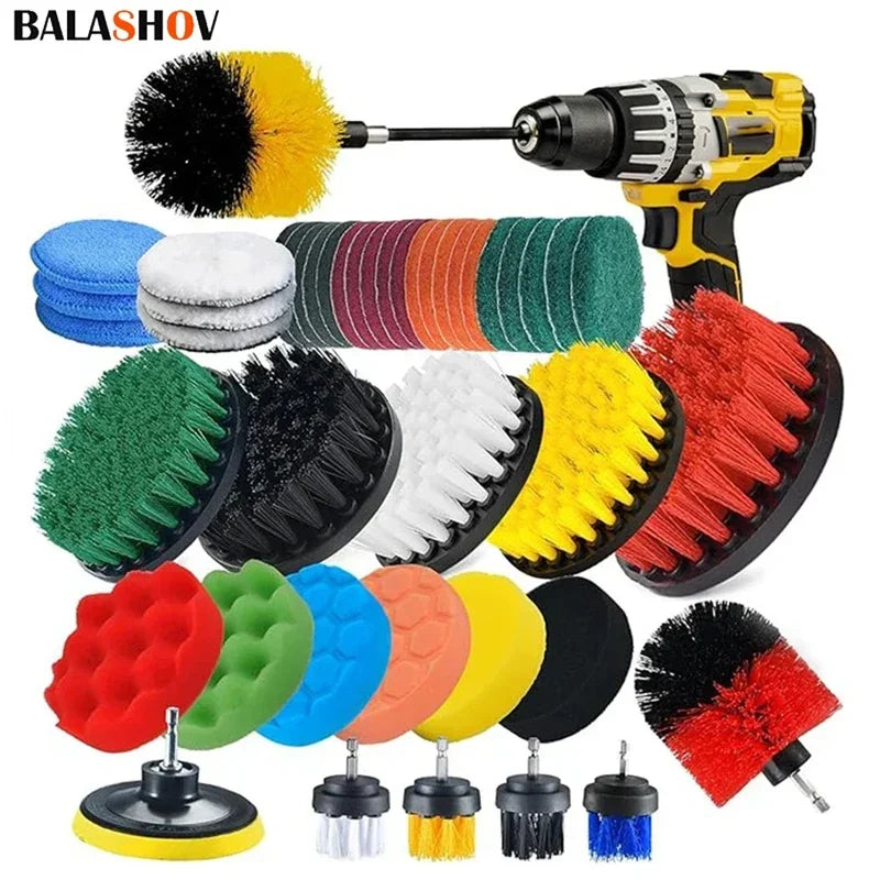 Kit de cabeça de escova de broca elétrica, escova de limpeza elétrica para carpete, banheiro, cozinha, banheiro, ferramenta de limpeza de carro, conjunto de lavagem