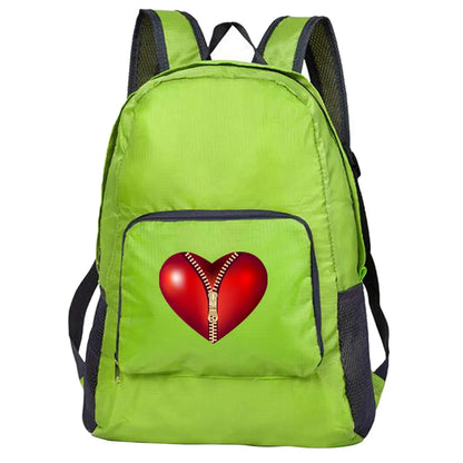 Outdoor Travel Lightweight Portable Foldable Backpack Love Print Folding Green Bag Ultralight Pack for Women Men Hiking Daypack
