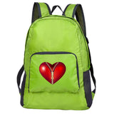 Outdoor Travel Lightweight Portable Foldable Backpack Love Print Folding Green Bag Ultralight Pack for Women Men Hiking Daypack