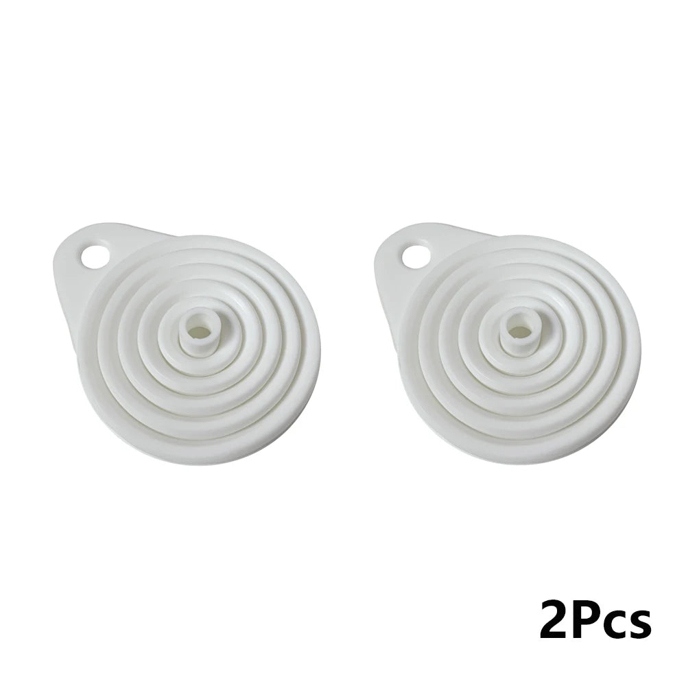 Funil dobrável para motor de carro, 2 peças, silicone, líquido, arruela, óleo de motor, ferramentas de mudança de gasolina para motocicleta, acessórios de carro