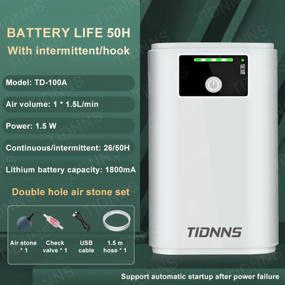 Aquarium Fish Tank Oxygen Pump Charging Dual-Purpose Air Pump Usb Lithium Battery Household Portable Fishing Mute 6000mA Outdoor