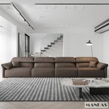 Electric Genuine Leather Sofa Bed Convertible Recliner – Modern Sectional Sleeper Couch with Adjustable Seats and Chaise Lounge