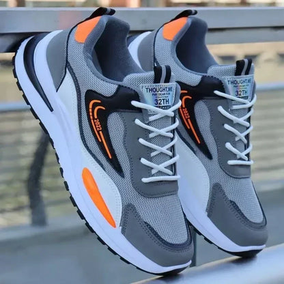 Zapatillas deportivas informales de retazos para hombre, zapatos de malla transpirables para hombre, zapatillas de tenis para correr al aire libre, zapatillas masculinas cálidas con cordones y antideslizantes.