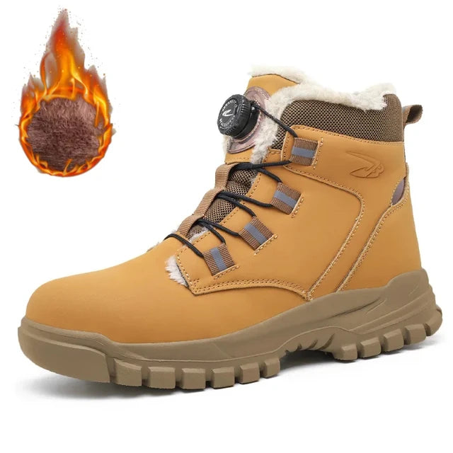 Fashion 2024 Winter Velvet Men Safety Shoes Work Construction Site Indestructible Waterproof Steel Toe Cap Boots Male Footwear 