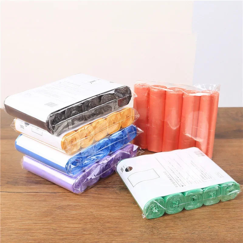 5 Rolls 1 pack 70Pcs Household Disposable Trash Pouch Kitchen Storage Garbage Bags Cleaning Waste Bag Plastic Bag Plastic Bag