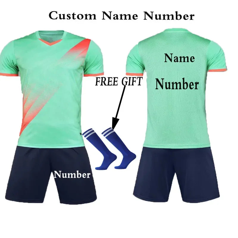 Kids Football Jersey Personalized Custom Boy Soccer Jersey Set Polyester Soccer Uniform Breathable Football Uniform For Children