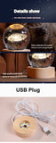 6cm 3D Crystal Ball Decoration 2024 Astronomy Solar System Planets Moon Astronaut LED Balls Home Snow Glass Globe Decorations