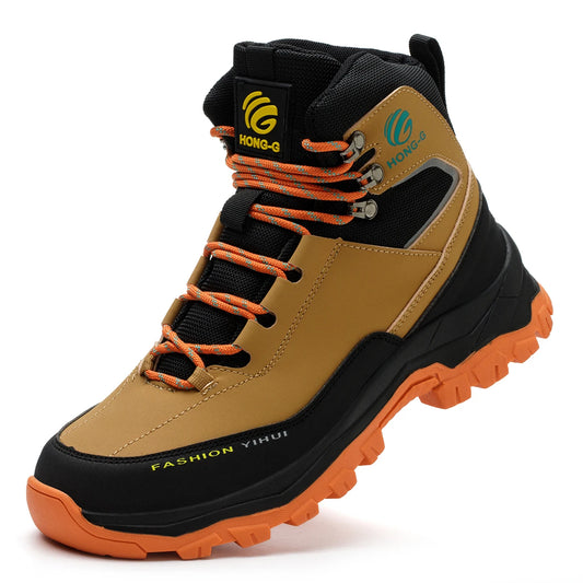 Rotary Buckle Men's Work Boots Safety Steel Toe Indestructible Shoes Anti-smash Puncture-Proof Work Shoes 38-47