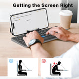 Foldable Bluetooth3.0 Wireless Keyboard With Magnetic Stand,Rechargeable 60 Keys Aluminum Alloy Mini Keyboard,Portable Wireless Travel Keyboard for Window/Mac OS-Grey