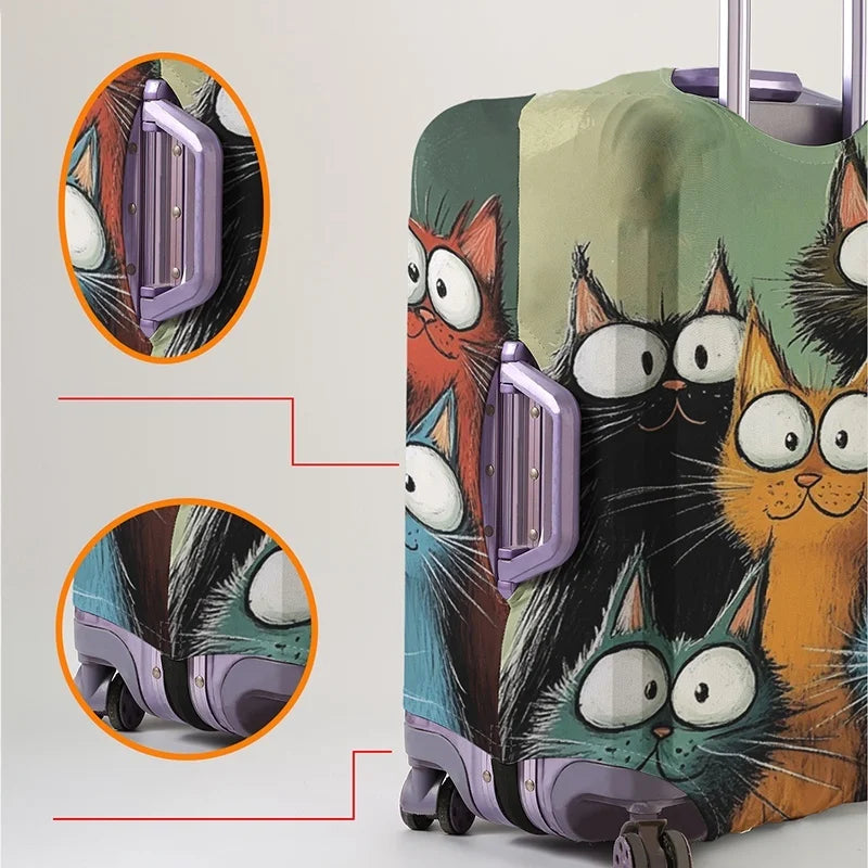 Cat pattern luggage protection cover, suitable for 18-32 inch luggage covers, luggage handle gloves, travel accessories