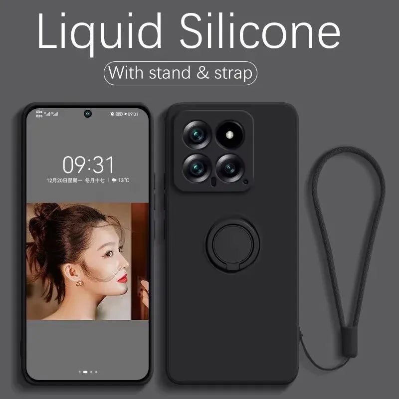 Luxury Liquid Silicone Magnetic Holder Stand Phone Case For XiaoMi 13T 14T 15 Redmi 13C 4G Note 12 13 14 Pro Plus 5G Back Cover