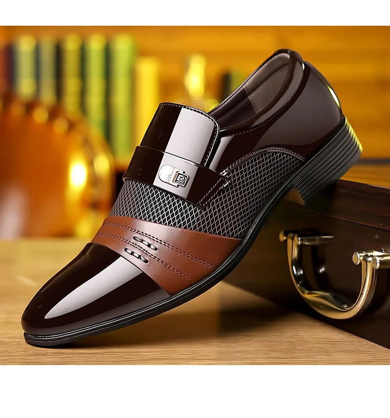 Men's Luxury Lacquer Oxford Wedding Shoes, Pointed Toe Dress Shoes for Men, Classic Business Men's Leather Shoes, Big Size 38-48