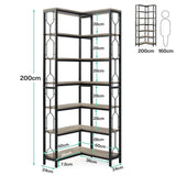 Tribesigns 7-Shelf Corner Bookshelf,Large Modern Corner Bookcase, 7-Tier Tall Corner Shelf Storage Display Rack with Metal Frame
