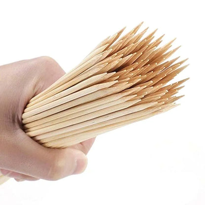 30/50 pces de madeira descartável grill grelhar ferramentas para churrasco ao ar livre cozinhar varas de churrasco espetos de bambu ferramentas de churrasco varas de frutas