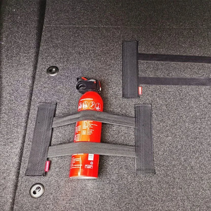Car Back Rear Trunk Storage Mesh Fixed Straps Car Interior Organizer Extinguisher Storage Net Seat Back Fixing Bag
