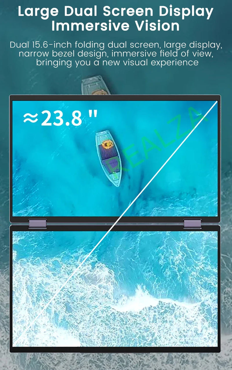 2025 15.6 Dual Screen 1920*1080P 60Hz Touch/Non-Touch Portable Monitor IPS Low Blue Light Eye Protection 360° Folding Drive-free