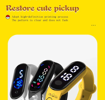 Pokemon Pikachu Dragon Ball Z Sport Casual Watches Led Silicone Watch Color Lovely Digital Children Wristwatch Clock Gift Toys