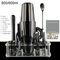 12pcs Black/Rose Gold/Silver 800/750/600ml Boston Shakers Bartender Kit Cocktail Shaker Set Bar Tools Stand Cocktail Recipe