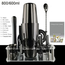 12pcs Black/Rose Gold/Silver 800/750/600ml Boston Shakers Bartender Kit Cocktail Shaker Set Bar Tools Stand Cocktail Recipe