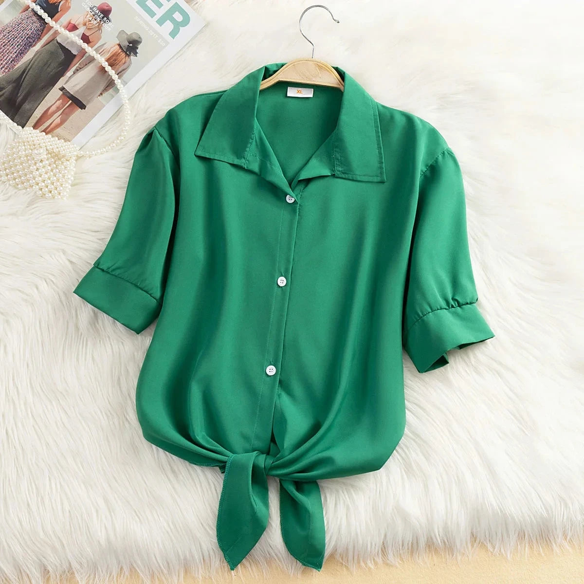 2025 New Women's Tops Fashion Women Summer Chiffon Blouse Short Sleeve Casual Shirt White Ropa Mujer Blusas Feminino
