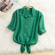 2025 New Women's Tops Fashion Women Summer Chiffon Blouse Short Sleeve Casual Shirt White Ropa Mujer Blusas Feminino