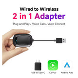 2026 New! 2-in-1 Mini Wireless Adapter Seamlessly Enable Carplay & Android Auto Plug & Play For Most Vehicle Models