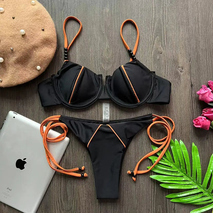 RUOTONGSEPT Nuevo conjunto de bikini push up sexy para mujer, traje de baño de cintura baja para mujer, traje de baño de dos piezas para playa 2023