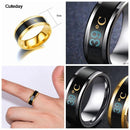 Anillo de temperatura de acero de titanio para hombre y mujer, con sensor de temperatura inteligente, resistente al agua, para medir el estado de ánimo y las emociones.