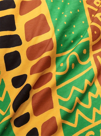 Plus size africano impresso decote em v manga curta vestido casual oversized t camisa vestidos de manga curta melhor para o verão