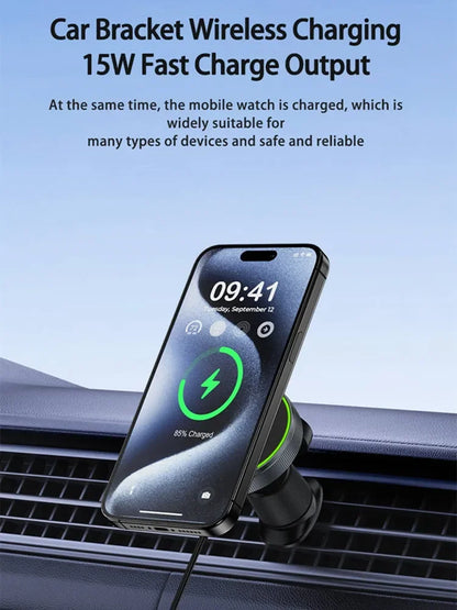 Novo carregador magnético sem fio para carro 2 em 1, para apple watch iwatch 8 7 6 iphone 15 14 13 12 pro max, suporte de carregamento rápido para carro
