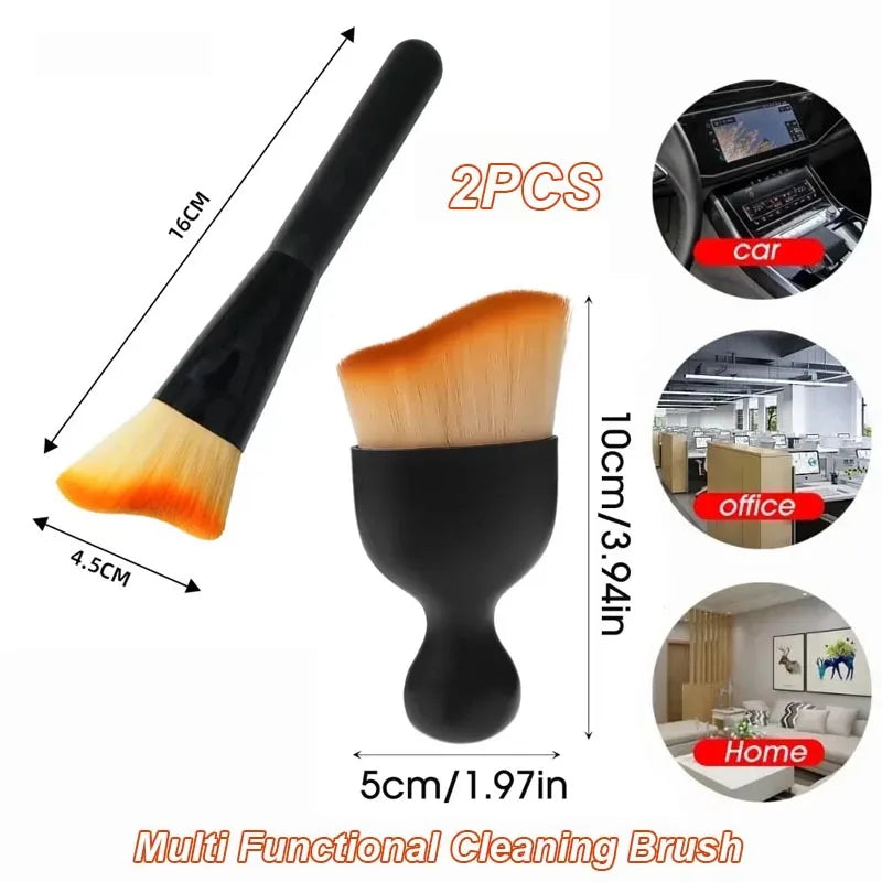 Escova de Limpeza Multifuncional 2pcs para Carro Interior Ar Condicionado Saída Fenda Remoção de Poeira Escovas Escritório Casa Limpeza Escova Ferramentas