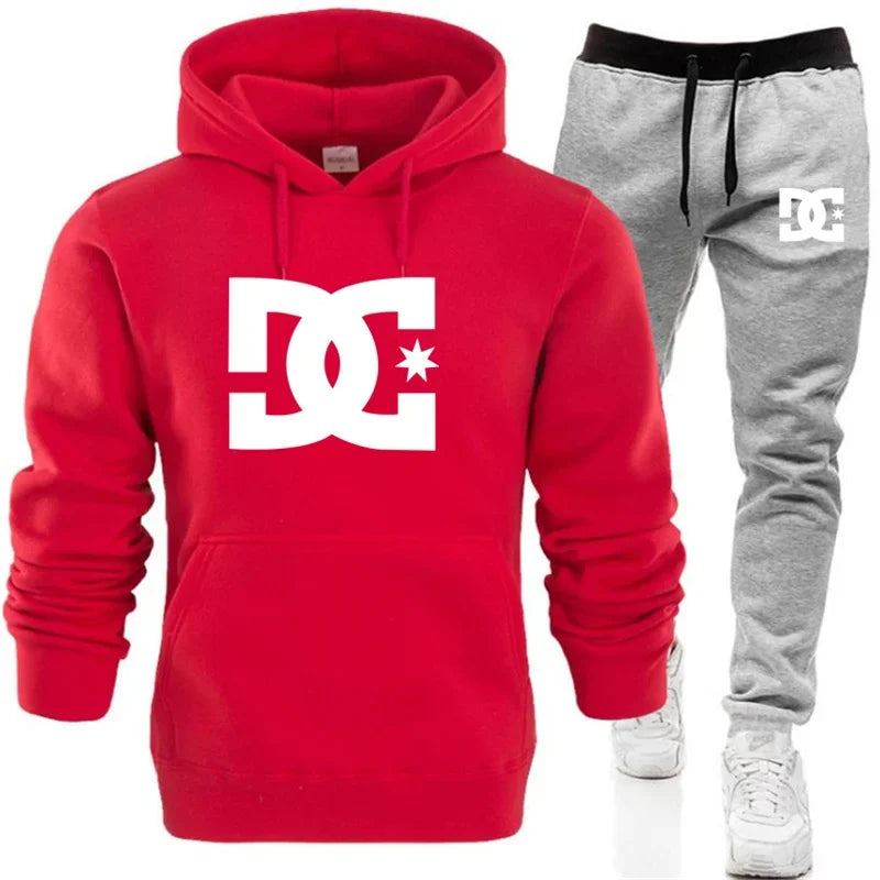 New men's autumn and winter hooded sweatshirts, sportswear, outdoor fashionable jogging couple pullovers and trousers two-piece