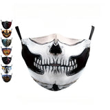 Máscara Unissex Ajustável Impressa em 3D com Estampa de Caveira de Terror (Fantasma/Zumbi/Meia-Face) para Festas, Halloween e Carnaval (Adulto)