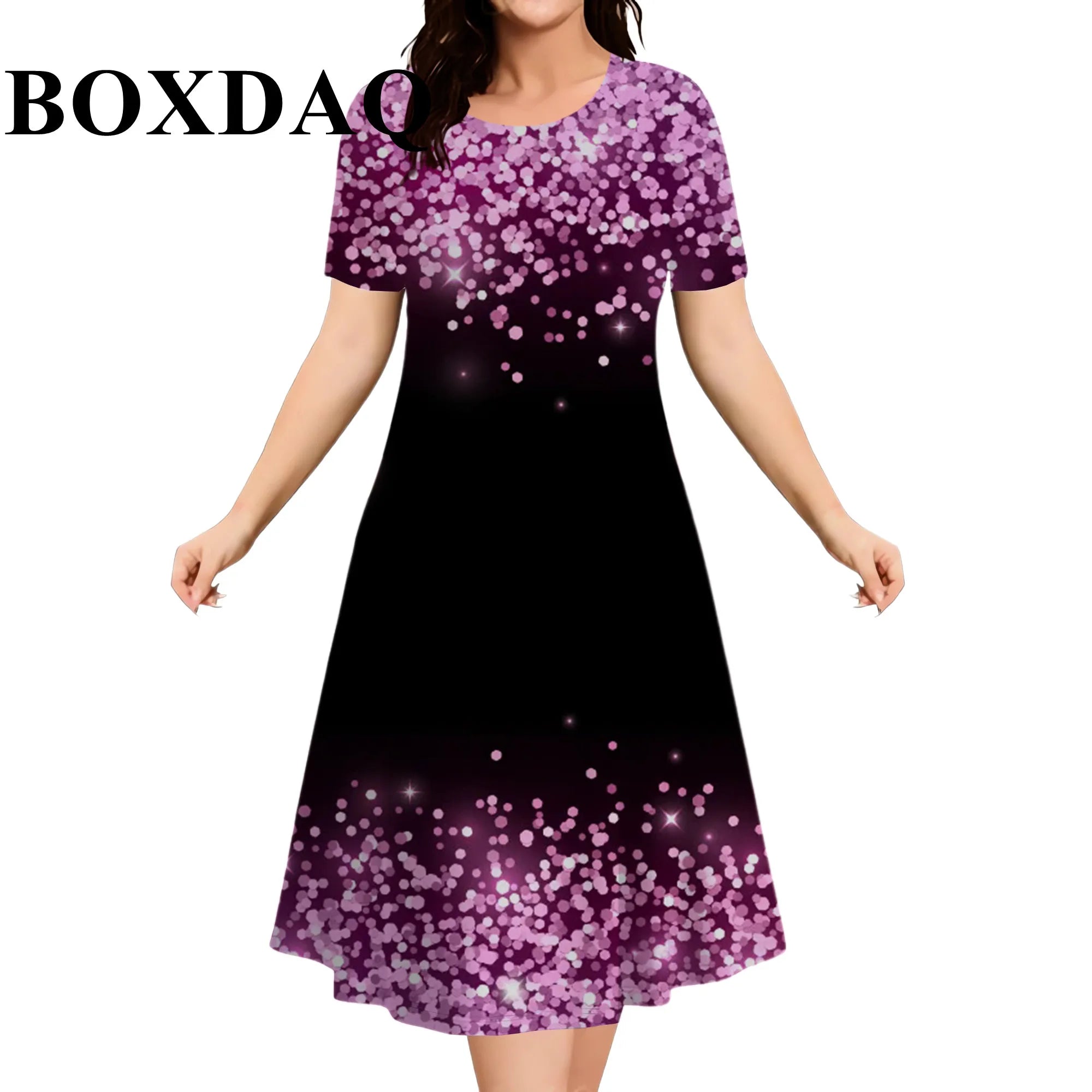 2026 New Women's Dresses Fashion Tie Dye Gradient 3D Printed Elegant Loose Dress Plus Size Female Casual Short Sleeve Dress  9XL