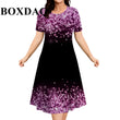 2026 New Women's Dresses Fashion Tie Dye Gradient 3D Printed Elegant Loose Dress Plus Size Female Casual Short Sleeve Dress  9XL