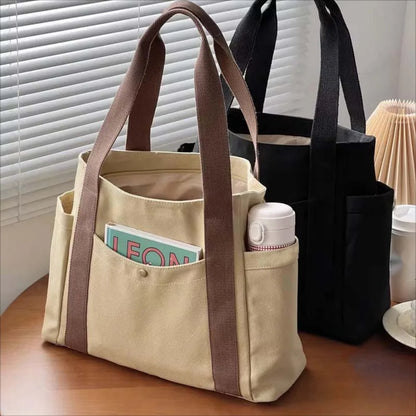 Bolsas de lona de gran capacidad para el trabajo, los desplazamientos, el bolso de mano, el estilo universitario, el bolso de hombro para libros, bolsos para mujer