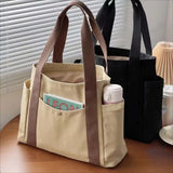Large Capacity Canvas Tote Bags for Work Commuting College Style Student Outfit Book Shoulder Bag for Women