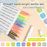 9pcs/Box MIX Color Acrylic Markers Set Kids Gift Art Rock Painting Pens Graffiti For Stone Glass Book Shoes DIY Craft Supplies