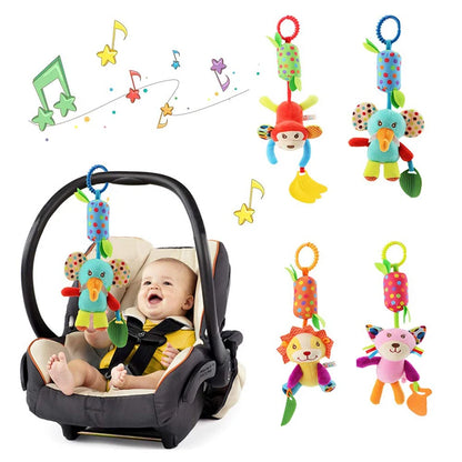 Baby Sensory Hanging Rattles Soft Learning Toy Plush Animals Stroller Infant Car Bed Crib with Teether for Bebe Babies Toddlers