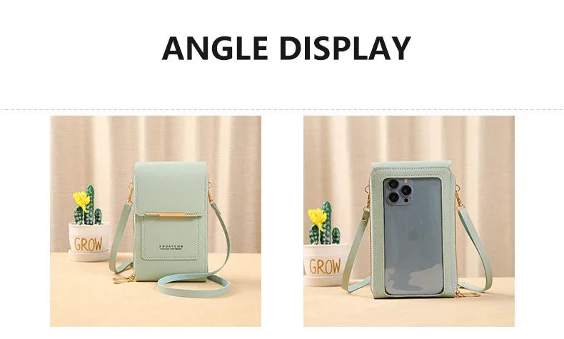 Cartera para teléfono móvil con pantalla táctil, de piel sintética, para mujer, minibolso de hombro con solapa, tipo bandolera, pequeño