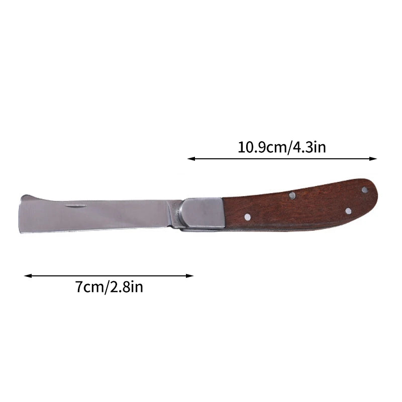 Folding Grafting Knife Grafting Tools Bonsai Pruning Knife Professional Garden Seedling Fruit Tree Cutter with Wooden Handle