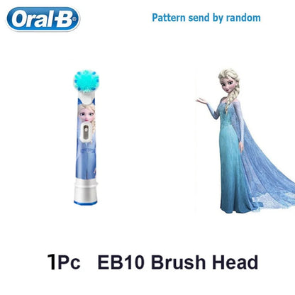 Recambio de cabezales de repuesto para cepillo de dientes eléctrico Oral B EB10 Kids, con cerdas suaves y cabezal redondo pequeño, ideal para limpieza dental de Spiderman y Frozen.