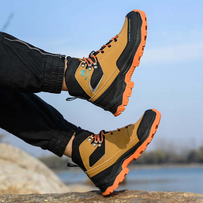 Rotary Buckle Men Work Boots Safety Steel Toe Safety Shoes Indestructible Shoes Anti-smash Puncture-Proof Work Shoes 38-47