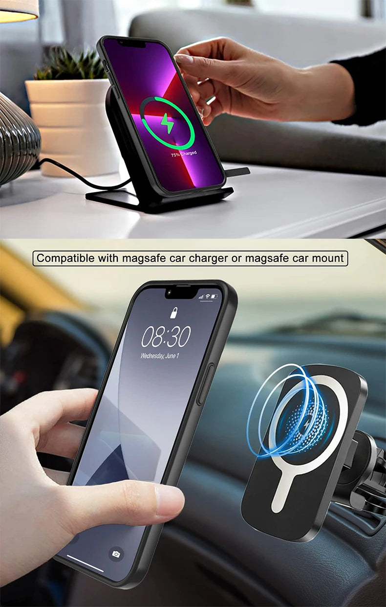 Funda magnética para teléfono móvil con soporte para iPhone 16, 14 Plus, 15, 13 Pro Max, 12 y 11, funda protectora para Apple con soporte