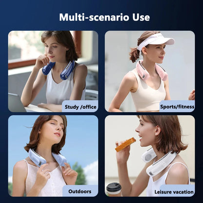 15000mah Portable Neck Fan Smart Digital Display USB Rechargeable Outdoors Bladeless Silent Cooling Neck Fan